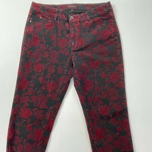 Sofia Vergara Jeans Floral Red Paisley Size 6 Color Cabaret Combo